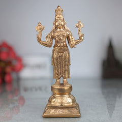Handcrafted Bronze Dhanvantari Idol, Panchaloha Ayurvedic God Statue, Lord Dhanvantari Murti for Healing & Prosperity,Gold, 10.5 Inch, 1 Piece