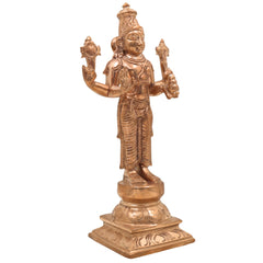 Handcrafted Bronze Dhanvantari Idol, Panchaloha Ayurvedic God Statue, Lord Dhanvantari Murti for Healing & Prosperity,Gold, 10.5 Inch, 1 Piece
