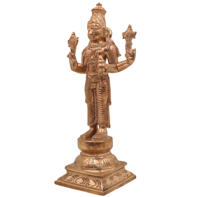 Handcrafted Bronze Dhanvantari Idol, Panchaloha Ayurvedic God Statue, Lord Dhanvantari Murti for Healing & Prosperity,Gold, 10.5 Inch, 1 Piece