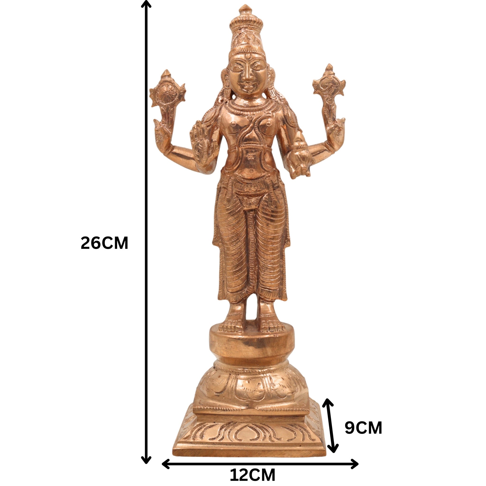 Handcrafted Bronze Dhanvantari Idol, Panchaloha Ayurvedic God Statue, Lord Dhanvantari Murti for Healing & Prosperity,Gold, 10.5 Inch, 1 Piece