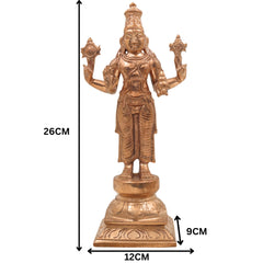Handcrafted Bronze Dhanvantari Idol, Panchaloha Ayurvedic God Statue, Lord Dhanvantari Murti for Healing & Prosperity,Gold, 10.5 Inch, 1 Piece
