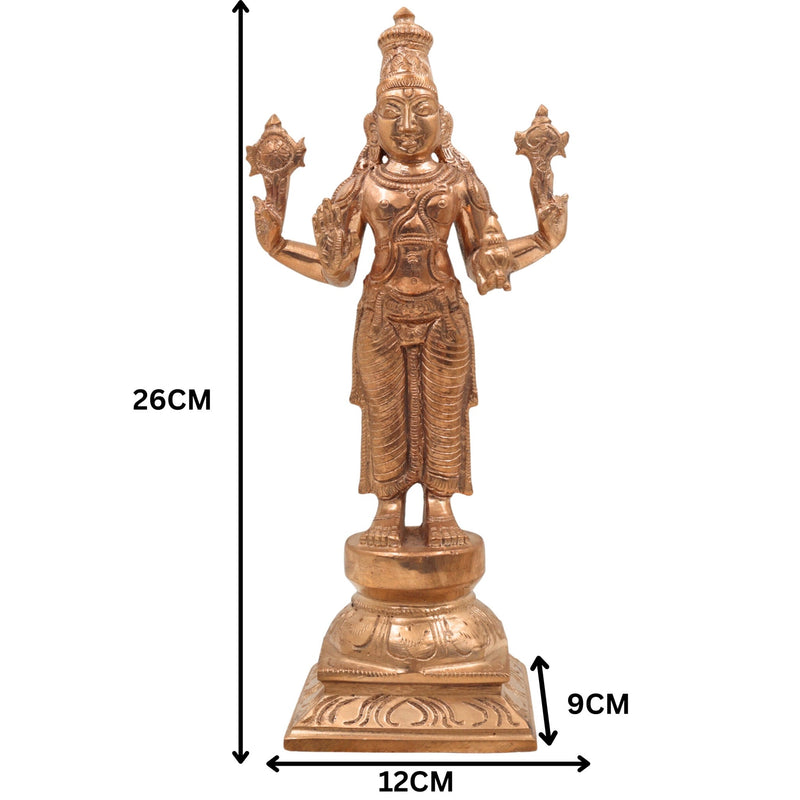 Handcrafted Bronze Dhanvantari Idol, Panchaloha Ayurvedic God Statue, Lord Dhanvantari Murti for Healing & Prosperity,Gold, 10.5 Inch, 1 Piece
