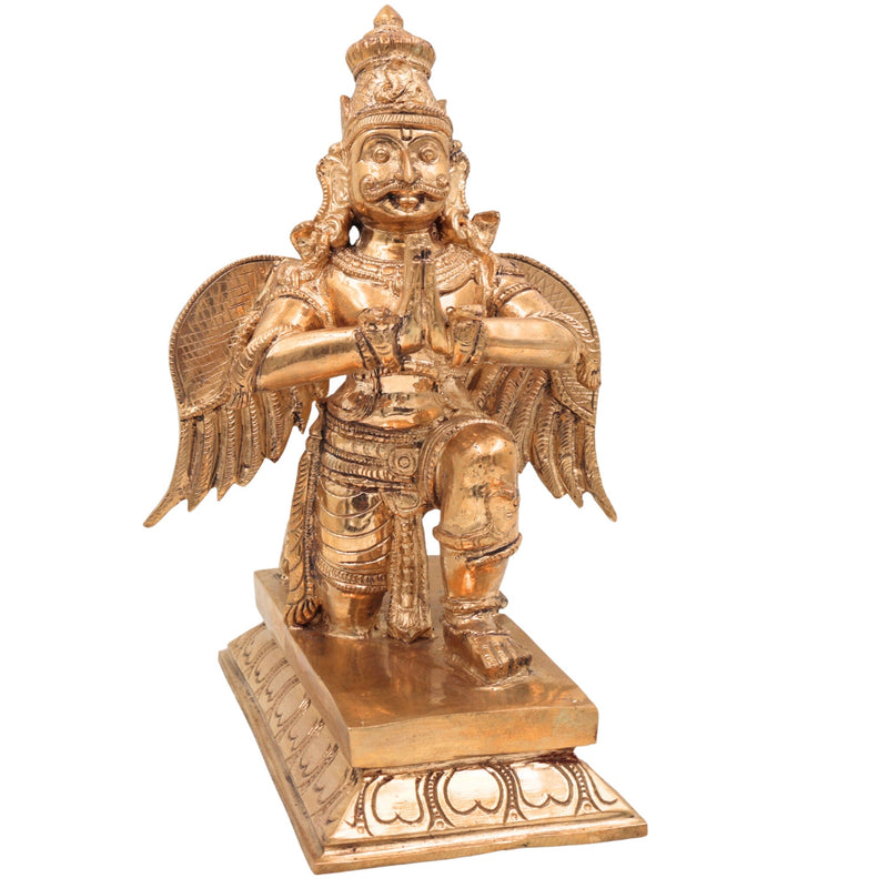 Handcrafted Panchaloha Garuda Dev Idol | Bronze Vishnu Vahana Suparna Murti | Khageshwara Pakshiraja Sculpture for Temple & Vastu,Gold, 10 Inch, 1 Piece