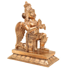 Handcrafted Panchaloha Garuda Dev Idol | Bronze Vishnu Vahana Suparna Murti | Khageshwara Pakshiraja Sculpture for Temple & Vastu,Gold, 10 Inch, 1 Piece