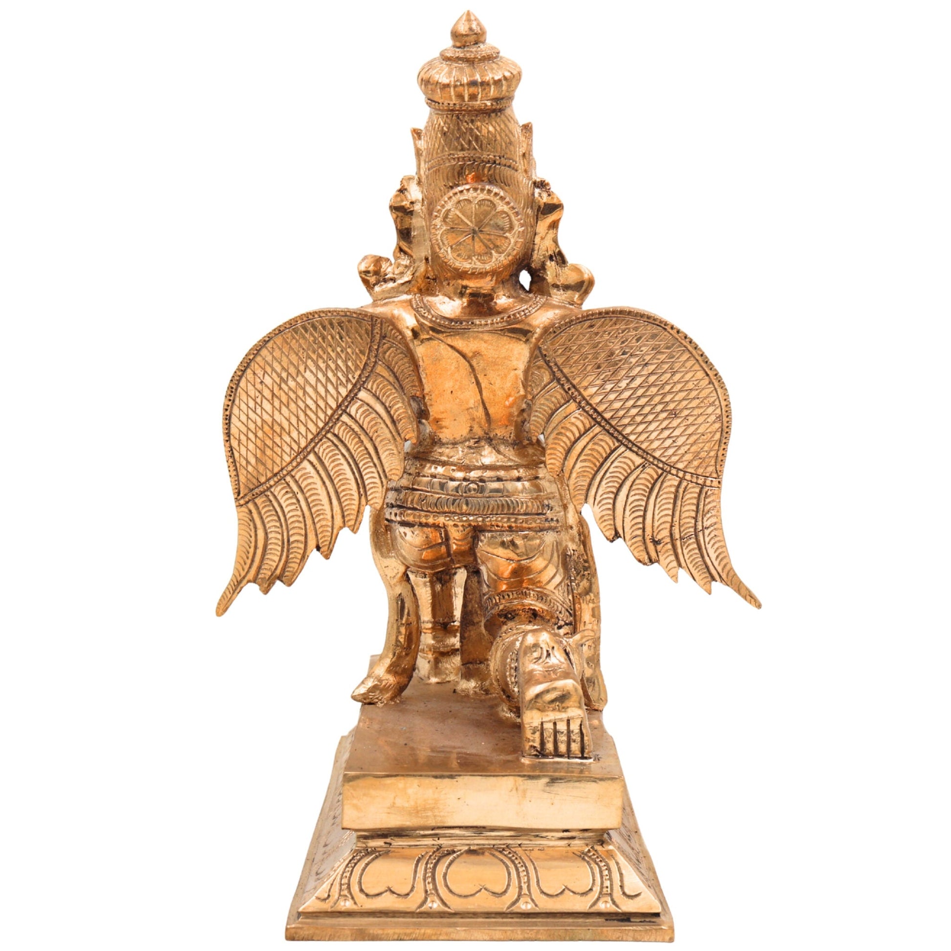 Handcrafted Panchaloha Garuda Dev Idol | Bronze Vishnu Vahana Suparna Murti | Khageshwara Pakshiraja Sculpture for Temple & Vastu,Gold, 10 Inch, 1 Piece