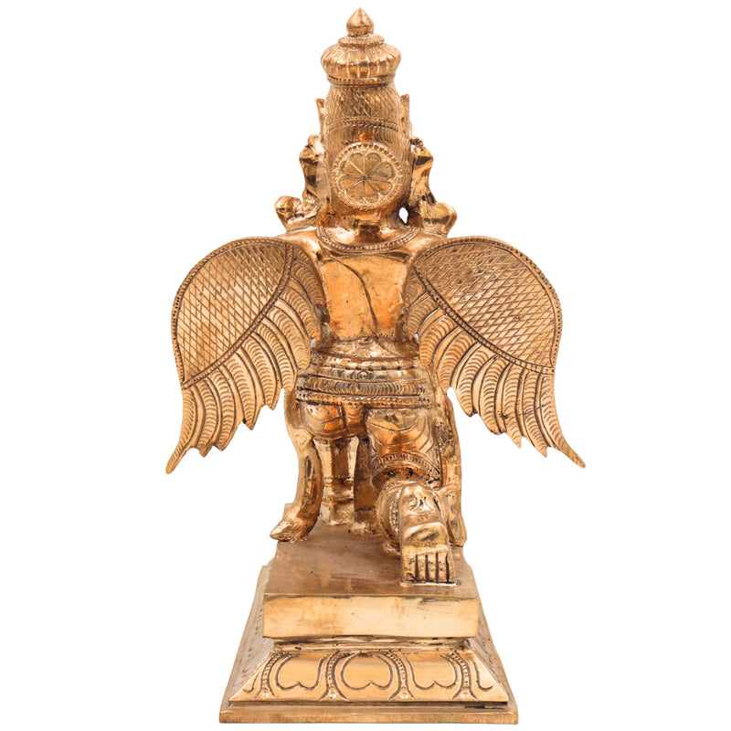 Handcrafted Panchaloha Garuda Dev Idol | Bronze Vishnu Vahana Suparna Murti | Khageshwara Pakshiraja Sculpture for Temple & Vastu,Gold, 10 Inch, 1 Piece