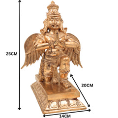 Handcrafted Panchaloha Garuda Dev Idol | Bronze Vishnu Vahana Suparna Murti | Khageshwara Pakshiraja Sculpture for Temple & Vastu,Gold, 10 Inch, 1 Piece