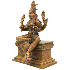 Handmade Bronze Rajarajeshwari Idol | Panchaloha Sri Raja Rajeshwari Sculpture | Lalita Tripura Sundari Murti for Pooja & Home Temple,Gold, 8 Inch, 1 Piece