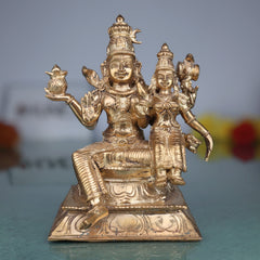 Handcrafted Panchaloha Swarna Bhairava with Shiva Parvati Idol, Bronze Swarnakarshana Bhairava Murti for Pooja & Vastu, Gold, 6.5 Inch, 1 Piece