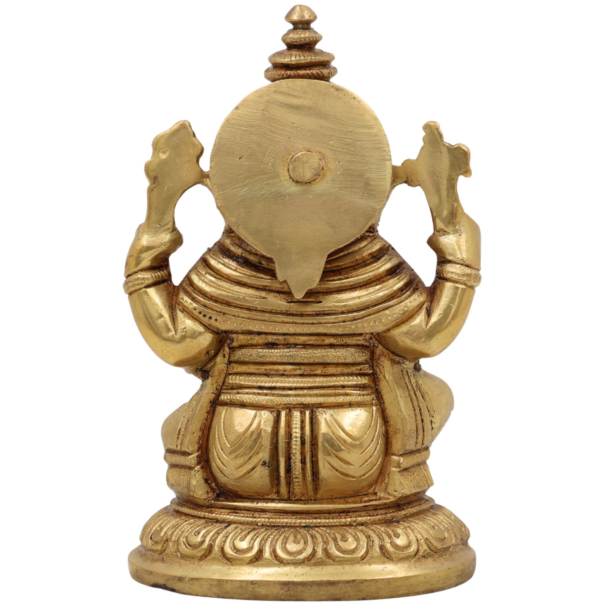Handcrafted Brass Ganesha Idol | Vinayaka Ganpati Murti for Pooja, Home & Office Decor | Peetal Ekadanta Statue | Vighnaharta Ganapati Showpiece by Bhunes,Gold, 5 Inch, 1 Piece