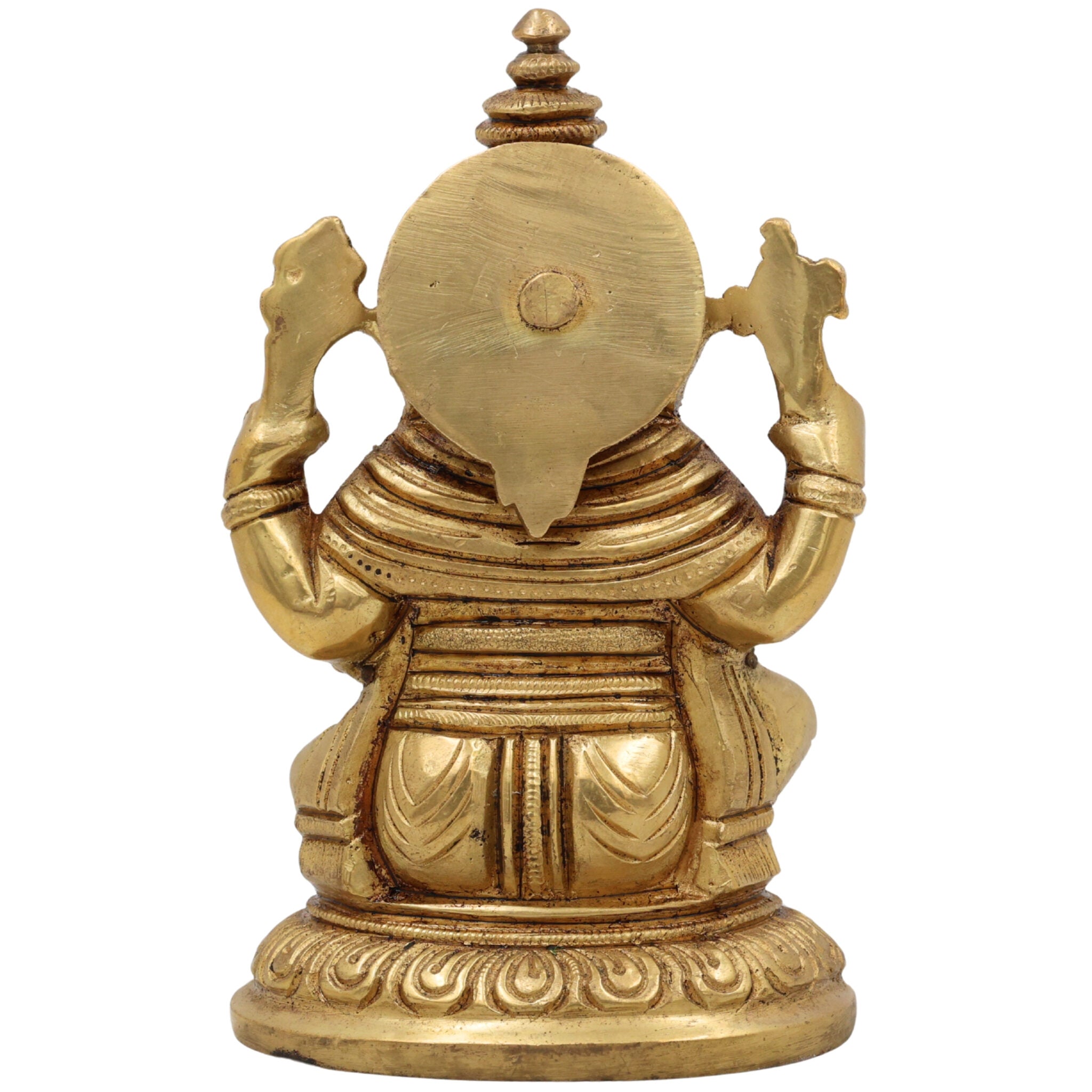 Handcrafted Brass Ganesha Idol | Vinayaka Ganpati Murti for Pooja, Home & Office Decor | Peetal Ekadanta Statue | Vighnaharta Ganapati Showpiece by Bhunes,Gold, 5 Inch, 1 Piece