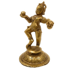 Handcrafted Brass Ladoo Gopal Krishna Idol – Gopala Murti, Govinda, Keshava, Radha Krishna Statue for Pooja Room, Home, Temple & Office Decor,Gold, 6 Inch, 1 Piece