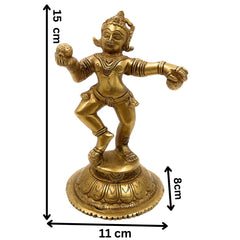 Handcrafted Brass Ladoo Gopal Krishna Idol – Gopala Murti, Govinda, Keshava, Radha Krishna Statue for Pooja Room, Home, Temple & Office Decor,Gold, 6 Inch, 1 Piece