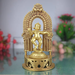 Handmade Brass Ladoo Gopal Ji Murti – Krishna, Gopal, Govinda, Bal Gopal, Radha Krishna Idol for Pooja Room, Home, Temple & Office Decor,Gold, 11 Inch, 1 Piece