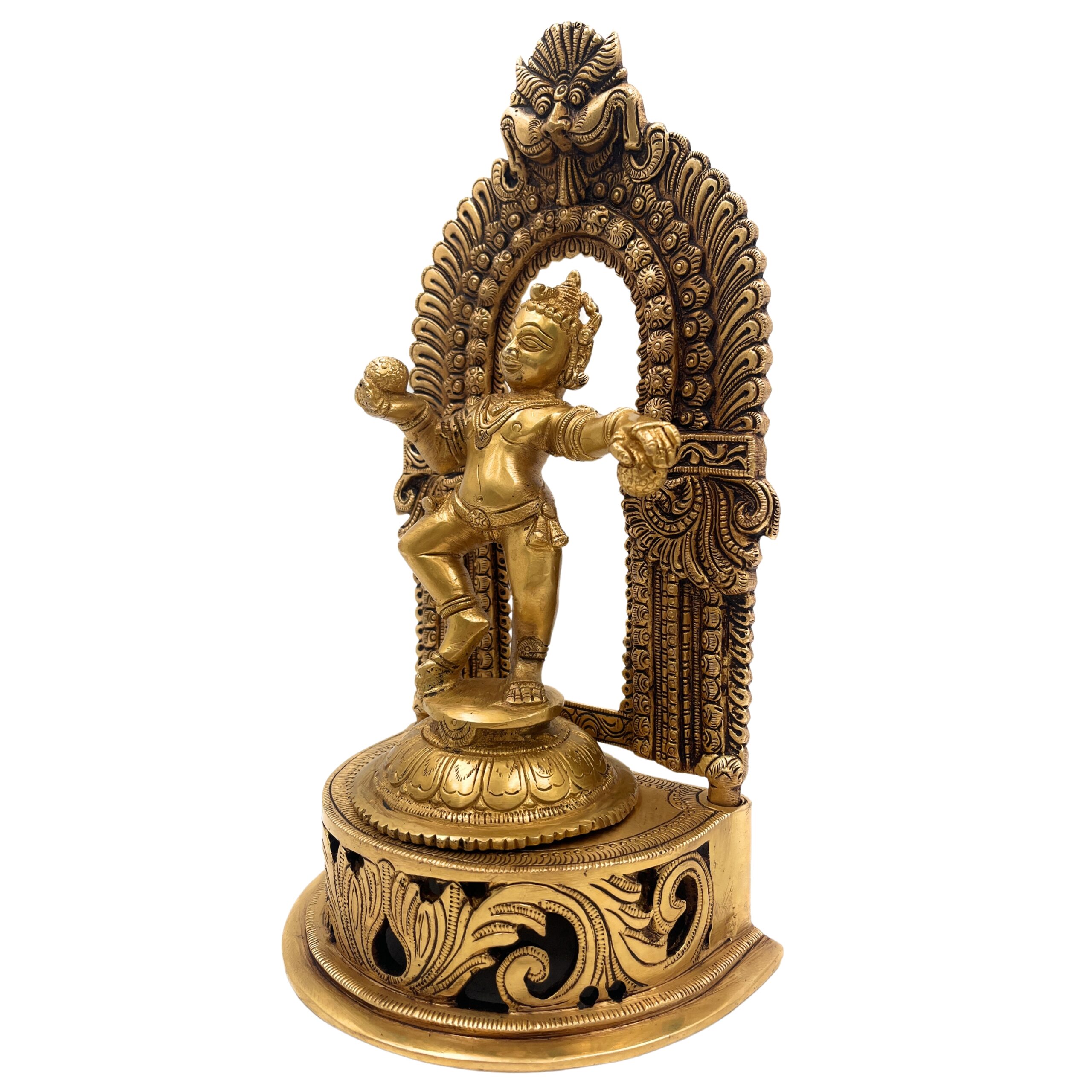 Handmade Brass Ladoo Gopal Ji Murti – Krishna, Gopal, Govinda, Bal Gopal, Radha Krishna Idol for Pooja Room, Home, Temple & Office Decor,Gold, 11 Inch, 1 Piece
