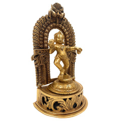 Handmade Brass Ladoo Gopal Ji Murti – Krishna, Gopal, Govinda, Bal Gopal, Radha Krishna Idol for Pooja Room, Home, Temple & Office Decor,Gold, 11 Inch, 1 Piece