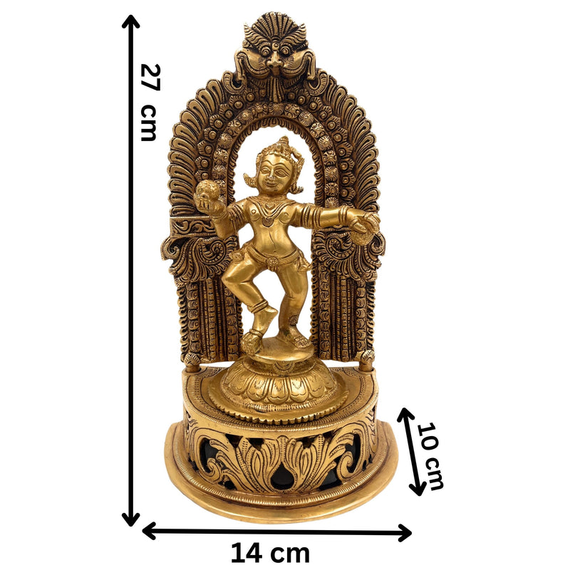 Handmade Brass Ladoo Gopal Ji Murti – Krishna, Gopal, Govinda, Bal Gopal, Radha Krishna Idol for Pooja Room, Home, Temple & Office Decor,Gold, 11 Inch, 1 Piece
