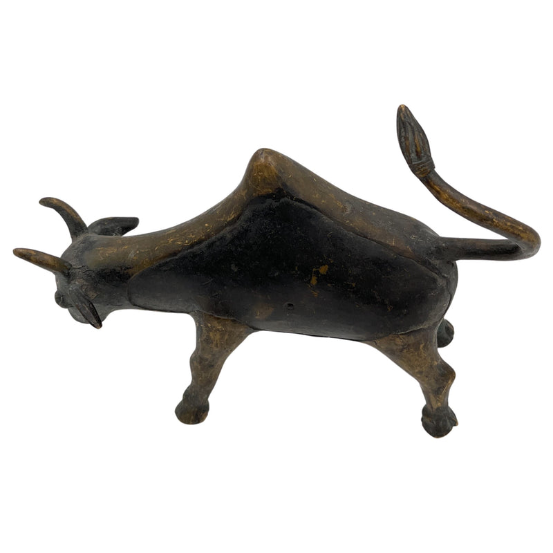 Brass Bull Idol | Nandi Statue | Vrishabha Ox Sculpture | Kamadhenu Brass Showpiece | Peetal Ox Figurine | Ashtadhatu Bull Decor,Black, 5.5 Inch, 1 Piece