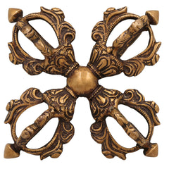 Handcrafted Brass Dorje Vajra Idol, Tibetan Thunderbolt, Holy Vajra Sculpture, Peetal Spiritual Murti for Home, Temple & Office Decor, Feng Shui Good Luck Gift,Brown, 4 Inch, 1 Piece