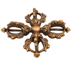 Handcrafted Brass Dorje Vajra Idol, Tibetan Thunderbolt, Holy Vajra Sculpture, Peetal Spiritual Murti for Home, Temple & Office Decor, Feng Shui Good Luck Gift,Brown, 4 Inch, 1 Piece