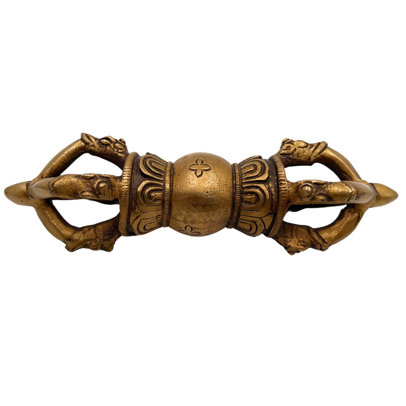 Bhunes Brass Dorje, Tantric Ritual Instrument, Varja Tibet Rare Vajra Handmade Dorje Ritual Himalayan Meditation Tibetan Buddhism Vajrayana Nepal Tibetan,Brown, 7 Inch, 1 Piece
