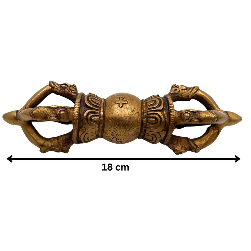 Bhunes Brass Dorje, Tantric Ritual Instrument, Varja Tibet Rare Vajra Handmade Dorje Ritual Himalayan Meditation Tibetan Buddhism Vajrayana Nepal Tibetan,Brown, 7 Inch, 1 Piece