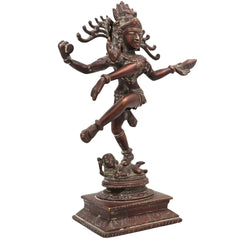 Brass Nataraja Idol – Dancing Shiva Statue, Nataraj Tandav Murti, Natesa Adalvallan Koothan Sabesan, Lord of Cosmic Dance Sculpture for Home Temple Puja Decor,Brown, 9.5 Inch, 1 Piece