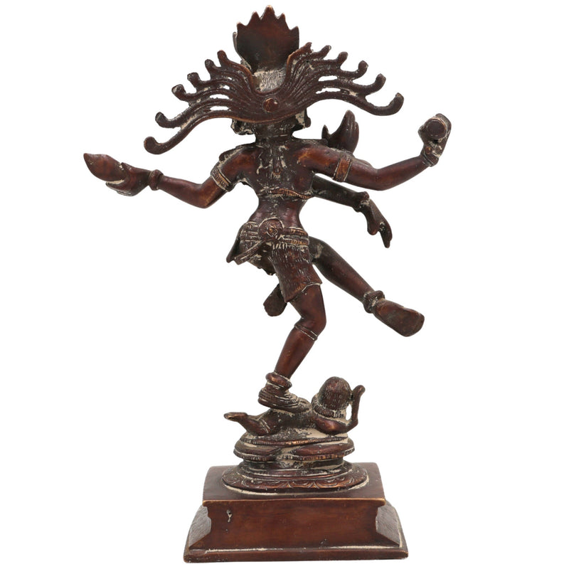 Brass Nataraja Idol – Dancing Shiva Statue, Nataraj Tandav Murti, Natesa Adalvallan Koothan Sabesan, Lord of Cosmic Dance Sculpture for Home Temple Puja Decor,Brown, 9.5 Inch, 1 Piece