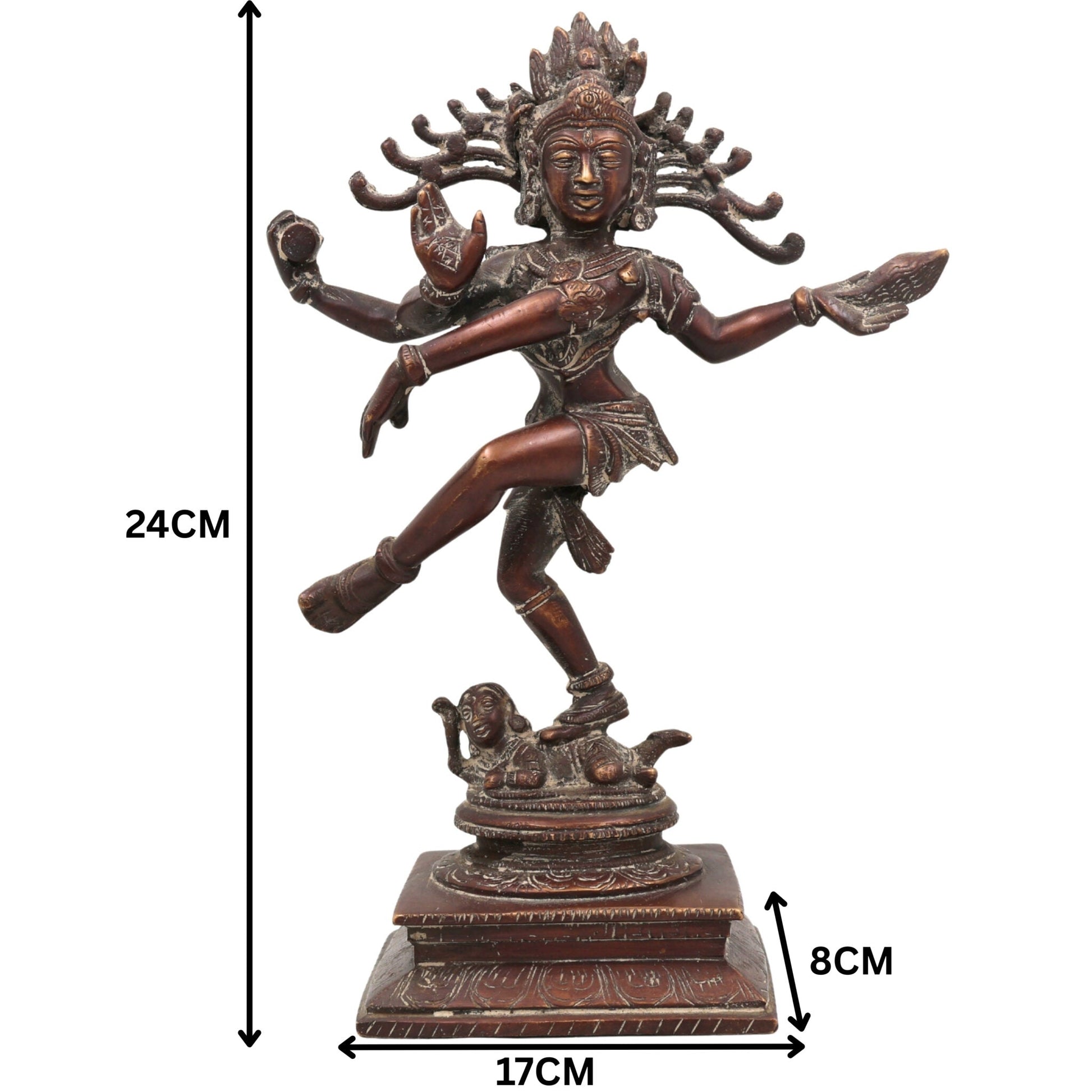 Brass Nataraja Idol – Dancing Shiva Statue, Nataraj Tandav Murti, Natesa Adalvallan Koothan Sabesan, Lord of Cosmic Dance Sculpture for Home Temple Puja Decor,Brown, 9.5 Inch, 1 Piece