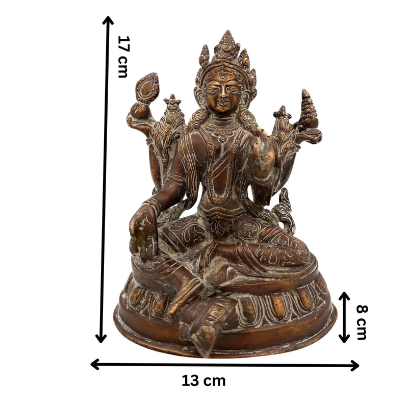 Tibetan Tara Maa Brass Idol, Green Tara & White Tara Statue, Tibetan Buddhist Goddess Murti, Tara Devi Vigraha, Antique Brass Sculpture for Puja & Home Decor,Brown, 7 Inch, 1 Piece