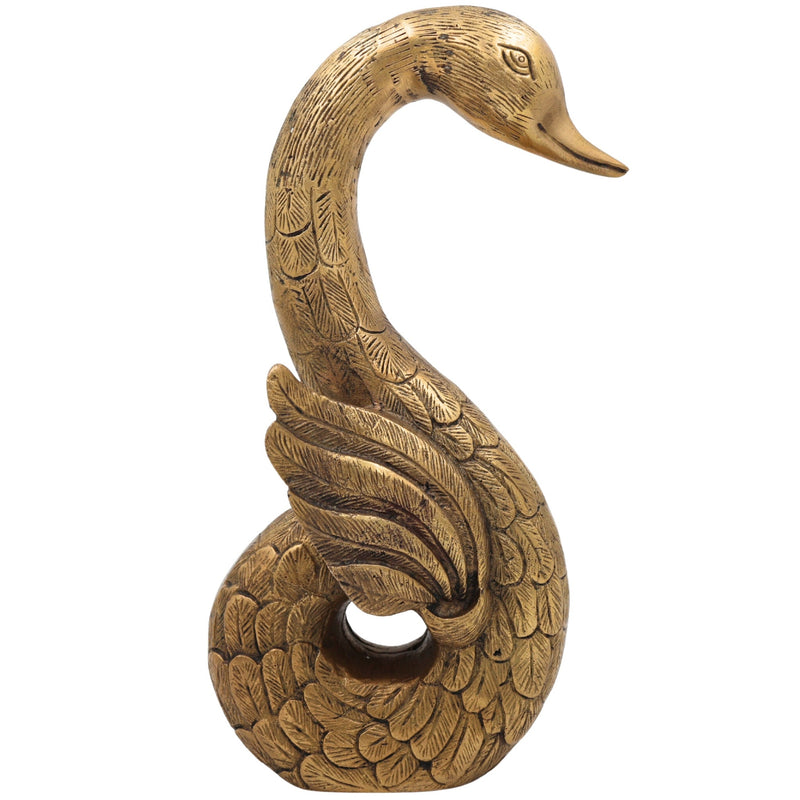 Brass Handmade Duck Idol | Mallard, Indian Runner & Domestic Duck Figurine | Pittal, Hittale, Ashtadhatu Decorative Showpiece, Gold, 10.5 Inch, 1 Piece