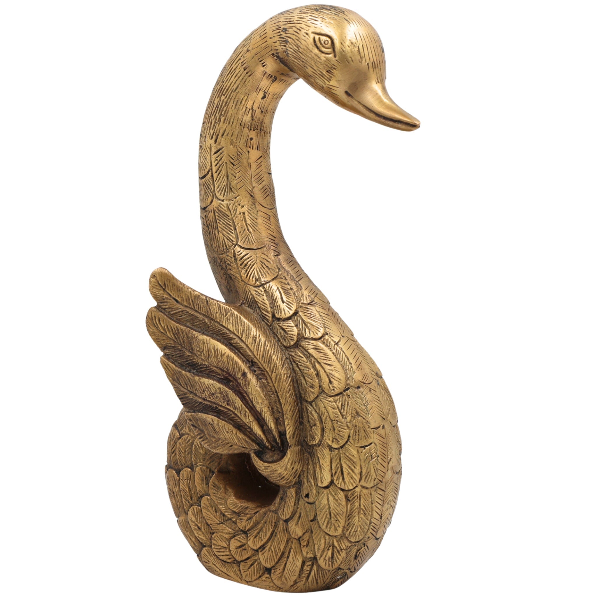 Brass Handmade Duck Idol | Mallard, Indian Runner & Domestic Duck Figurine | Pittal, Hittale, Ashtadhatu Decorative Showpiece, Gold, 10.5 Inch, 1 Piece