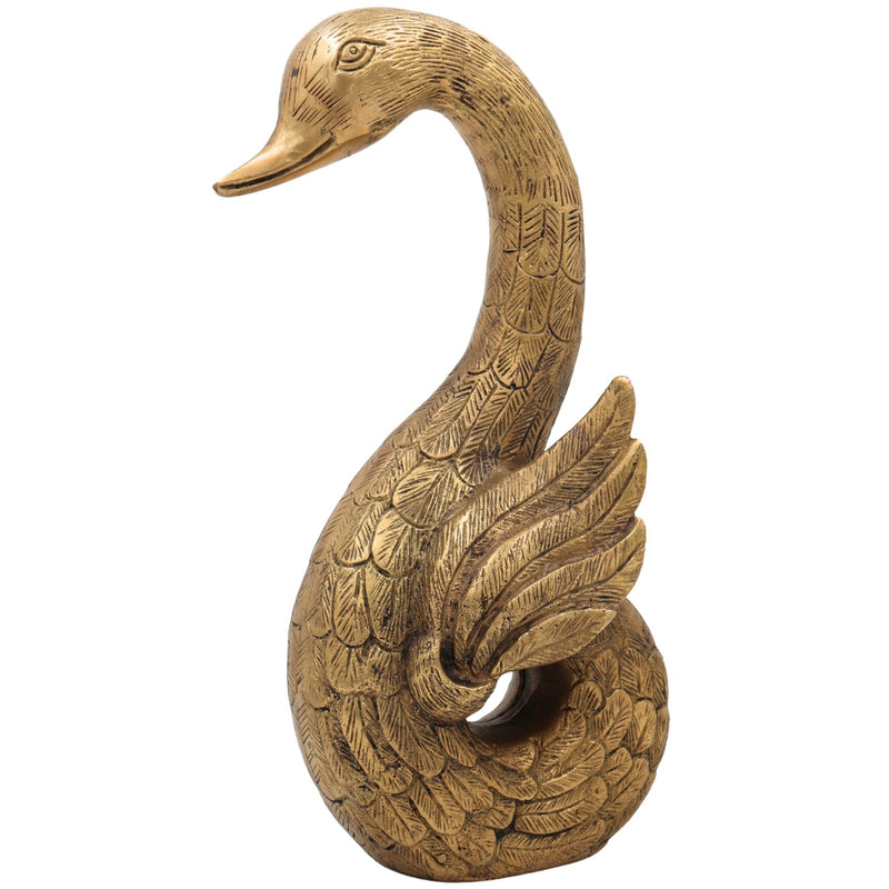 Brass Handmade Duck Idol | Mallard, Indian Runner & Domestic Duck Figurine | Pittal, Hittale, Ashtadhatu Decorative Showpiece, Gold, 10.5 Inch, 1 Piece