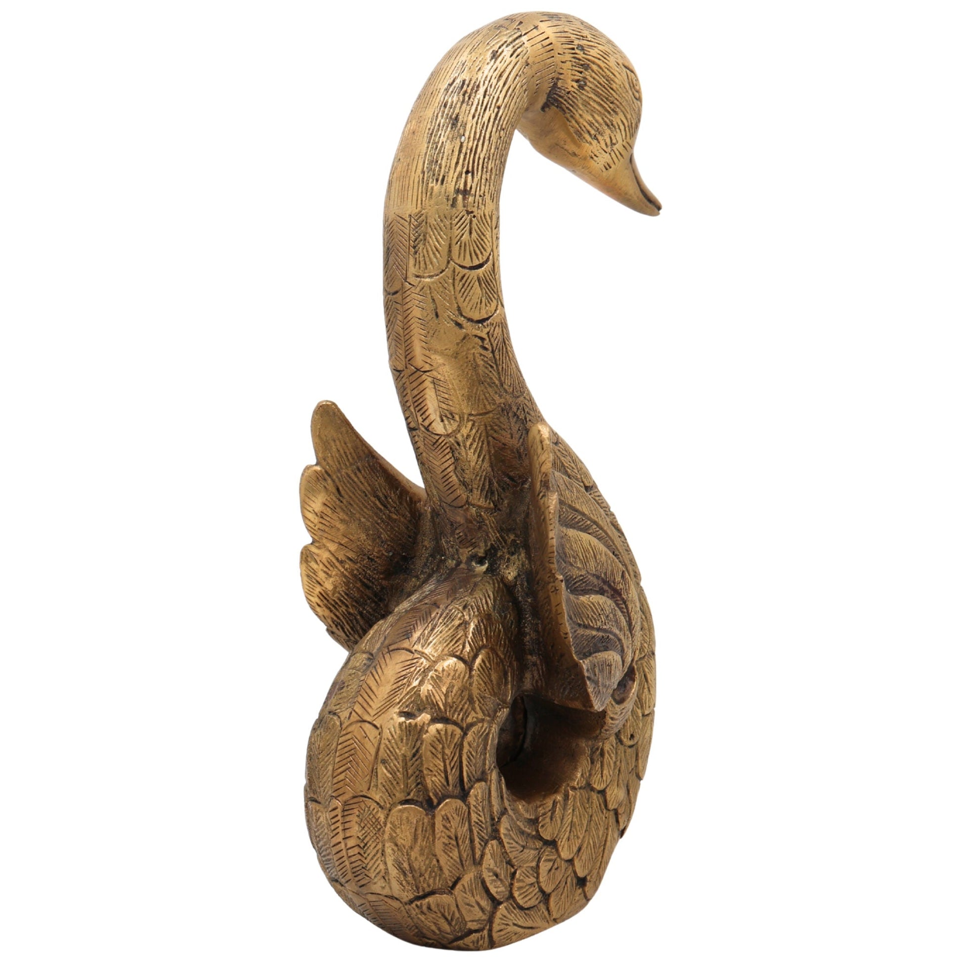 Brass Handmade Duck Idol | Mallard, Indian Runner & Domestic Duck Figurine | Pittal, Hittale, Ashtadhatu Decorative Showpiece, Gold, 10.5 Inch, 1 Piece