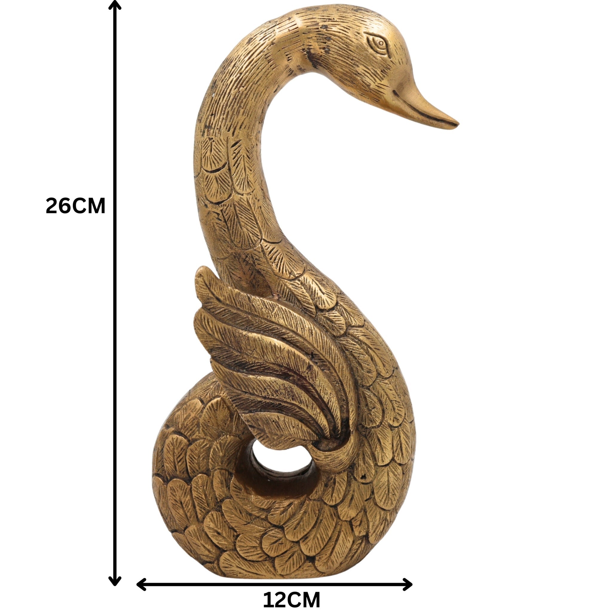 Brass Handmade Duck Idol | Mallard, Indian Runner & Domestic Duck Figurine | Pittal, Hittale, Ashtadhatu Decorative Showpiece, Gold, 10.5 Inch, 1 Piece