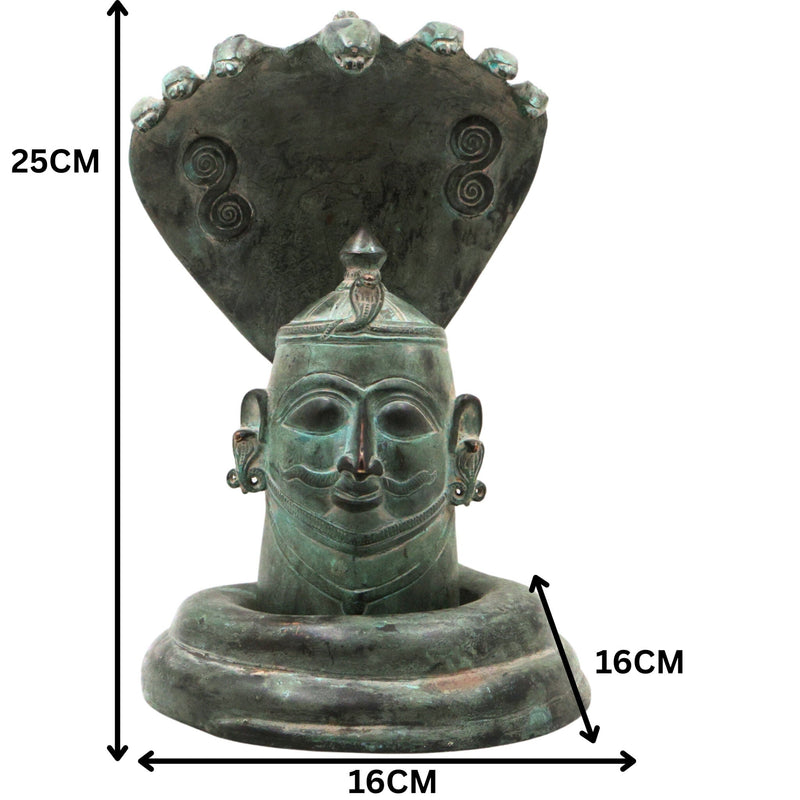 Brass Shiva Lingam with Naga Aura | Handmade Shivling Idol | Shivalingam Jyotirlinga Mahalingam Banalinga Murti for Home Temple & Puja,Green, 10 Inch, 1 Piece