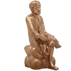 Shirdi Sai Baba Panchaloha Bronze Idol – Handmade Sadguru Sai Nath Maharaj Statue for Home Temple Puja & Gift,Gold, 6 Inch, 1 Piece