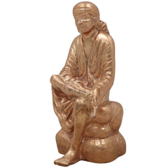 Shirdi Sai Baba Panchaloha Bronze Idol – Handmade Sadguru Sai Nath Maharaj Statue for Home Temple Puja & Gift,Gold, 6 Inch, 1 Piece