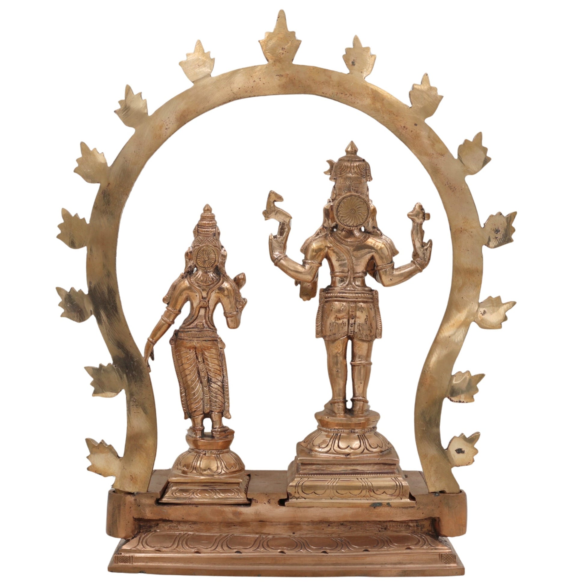 Panchaloha Bronze Shiva Parvathi Idol with Prabhavali Peetam – Uma Maheshwara Gauri Shankar Chola Art Handmade Temple Statue for Home & Pooja,Gold, 15 Inch, 1 Piece