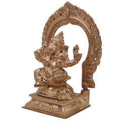 Handmade Bronze Ganesha Idol, Panchaloha Vinayaka Ganapati Murti, Chola Art Pillaiyar Statue for Home Temple & Pooja Decor,Gold, 6 Inch, 1 Piece
