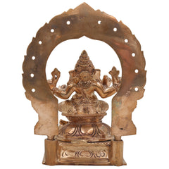 Handmade Bronze Ganesha Idol, Panchaloha Vinayaka Ganapati Murti, Chola Art Pillaiyar Statue for Home Temple & Pooja Decor,Gold, 6 Inch, 1 Piece