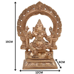 Handmade Bronze Ganesha Idol, Panchaloha Vinayaka Ganapati Murti, Chola Art Pillaiyar Statue for Home Temple & Pooja Decor,Gold, 6 Inch, 1 Piece