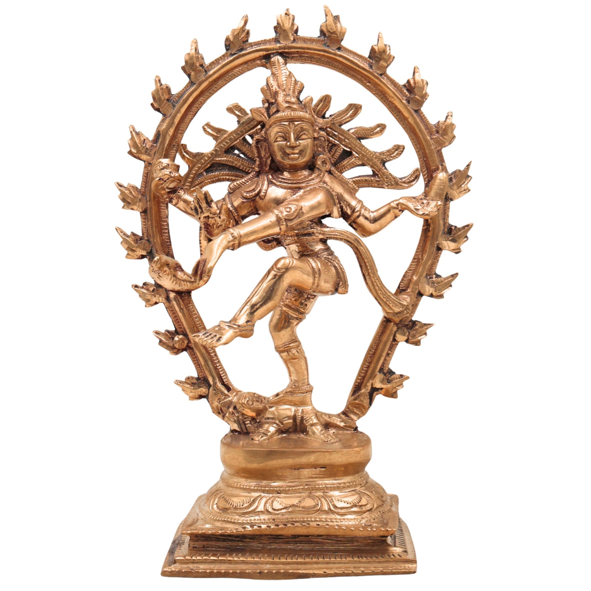 Handcrafted Bronze Panchaloha Nataraja Idol – Chola Art Dancing Shiva Ananda Tandava Murthy Statue for Home Temple & Gifting,Gold, 7.5 Inch, 1 Piece