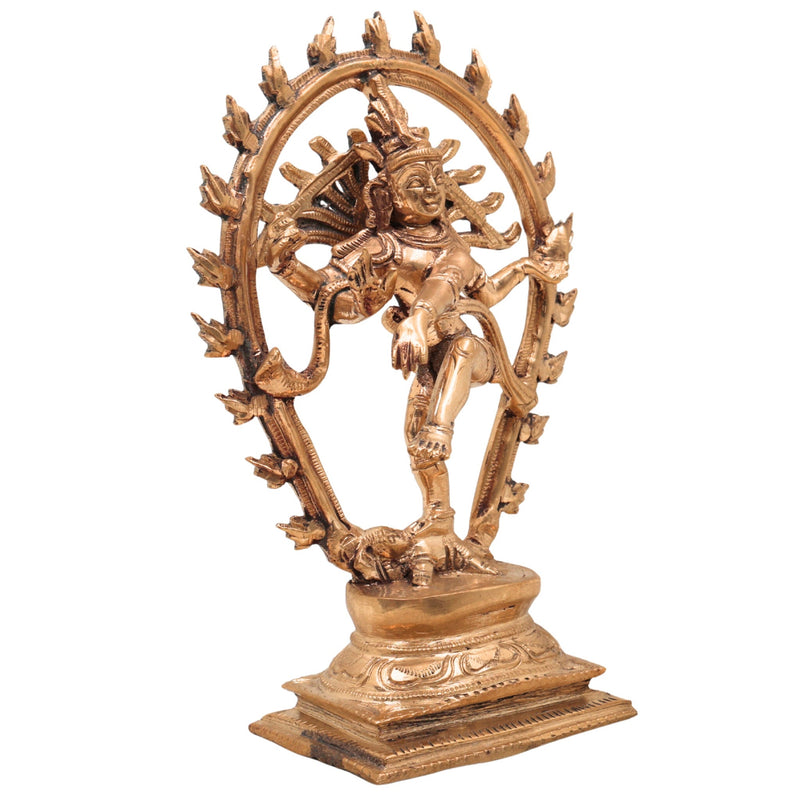 Handcrafted Bronze Panchaloha Nataraja Idol – Chola Art Dancing Shiva Ananda Tandava Murthy Statue for Home Temple & Gifting,Gold, 7.5 Inch, 1 Piece