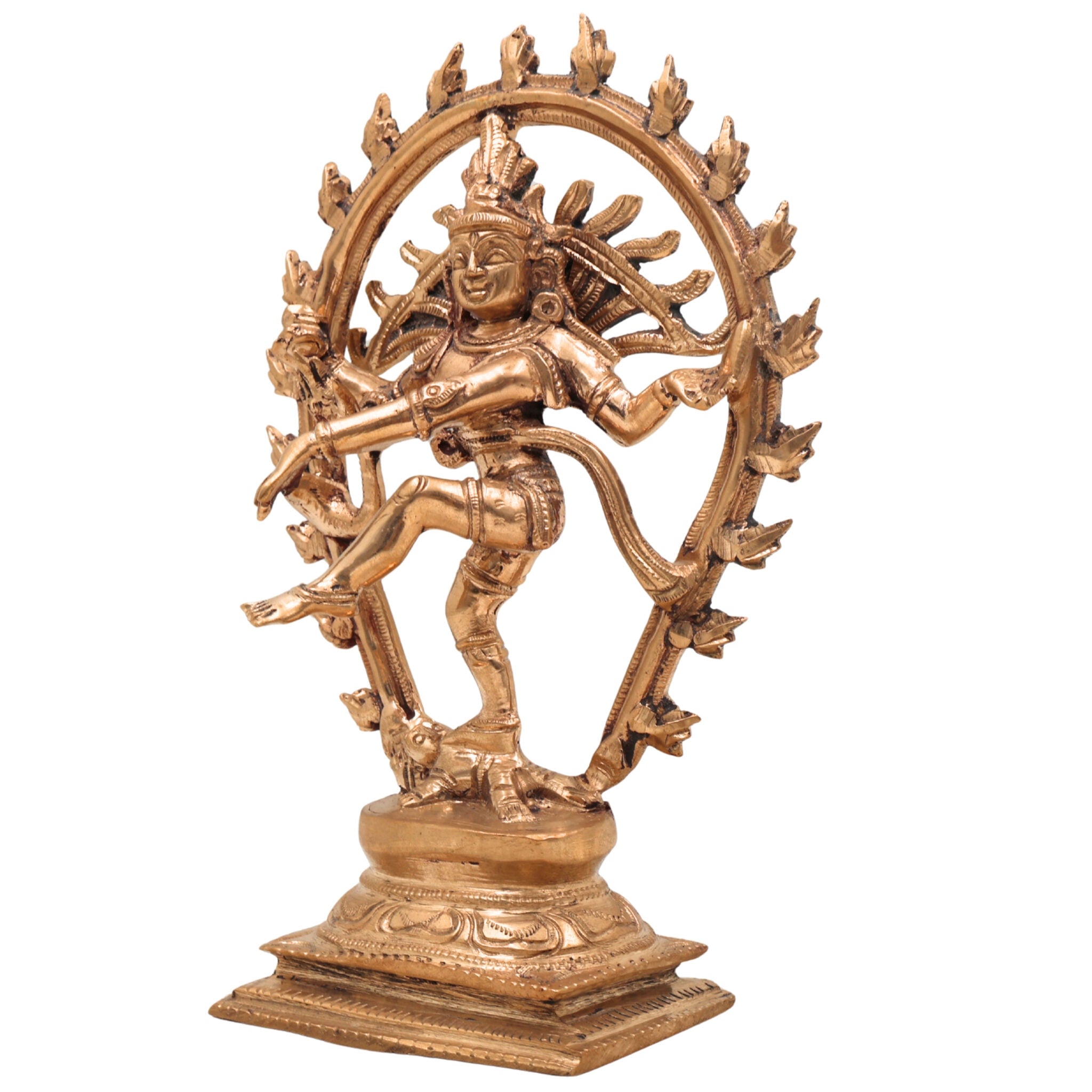 Handcrafted Bronze Panchaloha Nataraja Idol – Chola Art Dancing Shiva Ananda Tandava Murthy Statue for Home Temple & Gifting,Gold, 7.5 Inch, 1 Piece