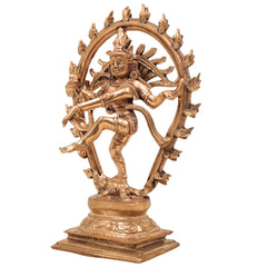 Handcrafted Bronze Panchaloha Nataraja Idol – Chola Art Dancing Shiva Ananda Tandava Murthy Statue for Home Temple & Gifting,Gold, 7.5 Inch, 1 Piece