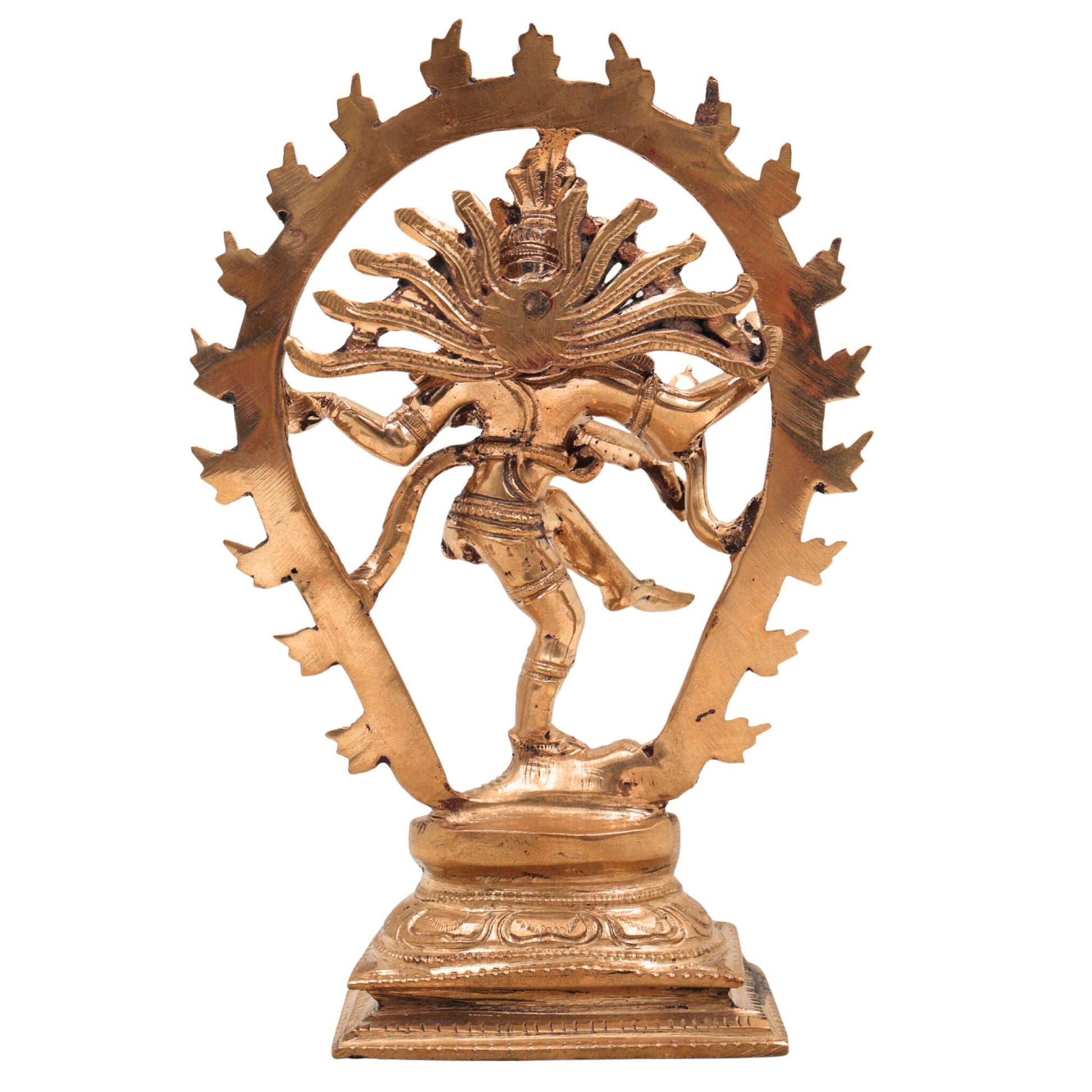 Handcrafted Bronze Panchaloha Nataraja Idol – Chola Art Dancing Shiva Ananda Tandava Murthy Statue for Home Temple & Gifting,Gold, 7.5 Inch, 1 Piece
