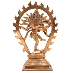 Handcrafted Bronze Panchaloha Nataraja Idol – Chola Art Dancing Shiva Ananda Tandava Murthy Statue for Home Temple & Gifting,Gold, 7.5 Inch, 1 Piece