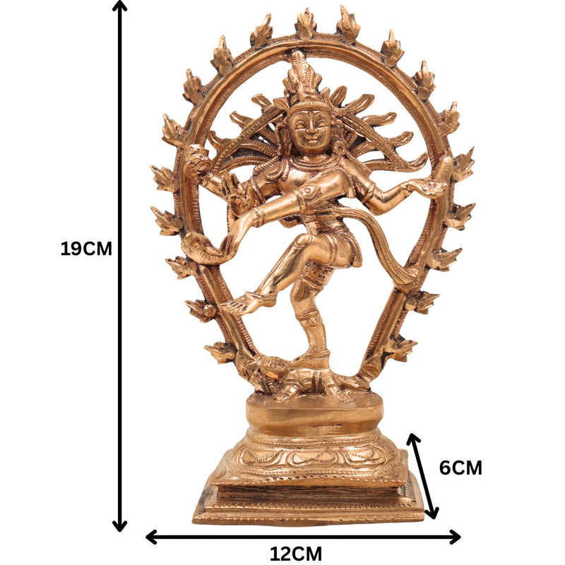 Handcrafted Bronze Panchaloha Nataraja Idol – Chola Art Dancing Shiva Ananda Tandava Murthy Statue for Home Temple & Gifting,Gold, 7.5 Inch, 1 Piece