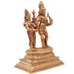 Handcrafted Panchaloha Bronze Shiva Parvathi Idol – Uma Maheshwara Gauri Shankar Ardhanarishvara Shiv Shakti Murti | Chola Art South Indian Temple Sculpture,Gold, 10.5 Inch, 1 Piece